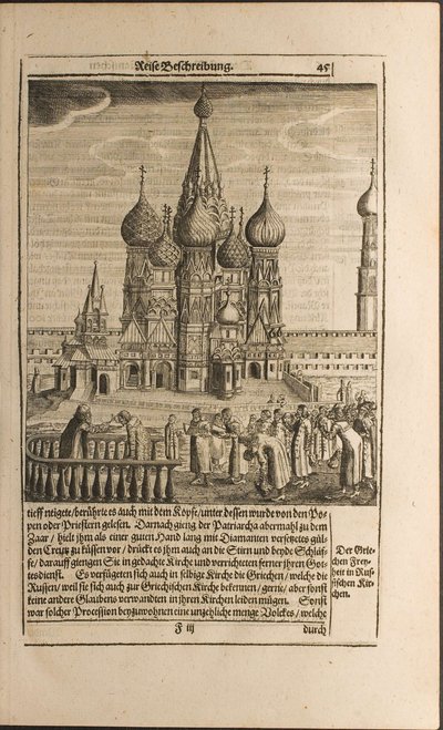 Moskvaillustration från resor till den store hertigen av Muscovy och kungen av Persien av Adam Olea av Christian Lorenzen Rothgiesser
