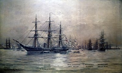 Confederate States Cruiser Shenandoah i hamnen i Melbourne, Australien, 1865, c.1865 av Christian Poulsen