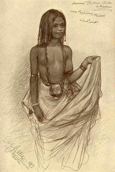 Bishari girl, More, Egypten, av Christian Wilhelm Allers