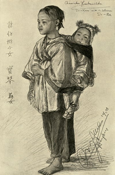 Bo-Kam och So-Ne - Kinesiska flickor, Hong Kong, 1898. av Christian Wilhelm Allers