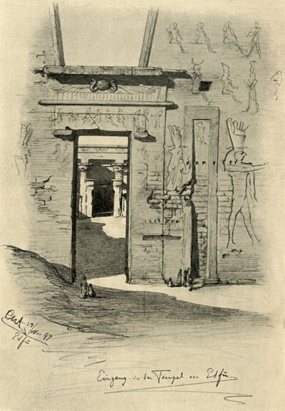 Ingången till templet i Edfu, Egypten, 1898. av Christian Wilhelm Allers