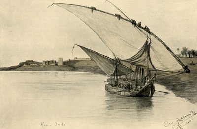 Felucca på Nilen vid Kom Ombo, Egypten, 1898. av Christian Wilhelm Allers