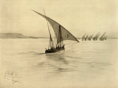 Feluccas vid Nilen, Kairo, Egypten, 1898. av Christian Wilhelm Allers