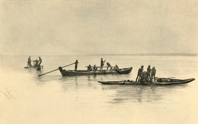 Fiskebåtar, Ceylon, 1898. av Christian Wilhelm Allers
