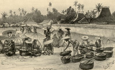 Marknadsscenen, Java, 1898. av Christian Wilhelm Allers