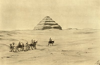 Pyramid of Djoser i Saqqara, nära Kairo, Egypten, 1898. av Christian Wilhelm Allers
