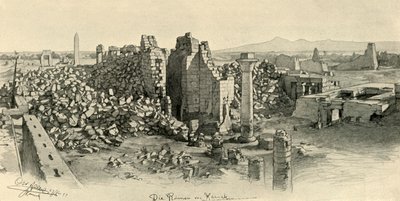 Förstörda tempel i Karnak, Egypten, 1898. av Christian Wilhelm Allers