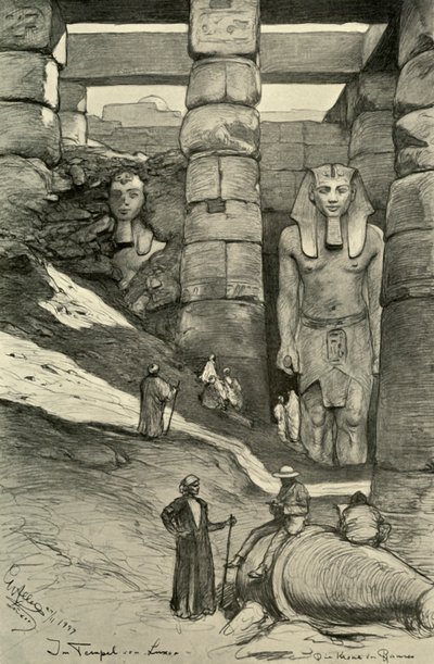 Statyer i Luxortemplet, Egypten, 1898. av Christian Wilhelm Allers