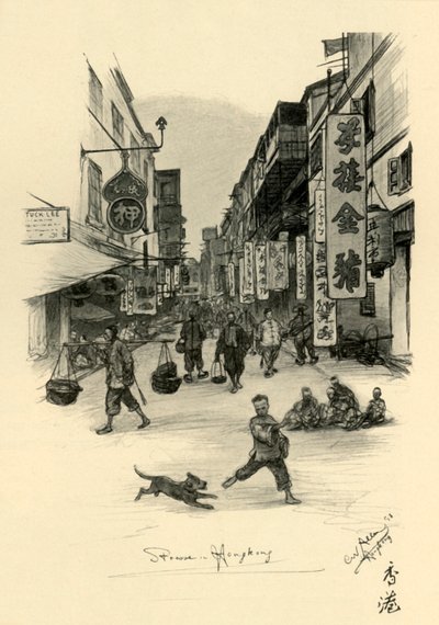Street i Hong Kong, 1898. av Christian Wilhelm Allers