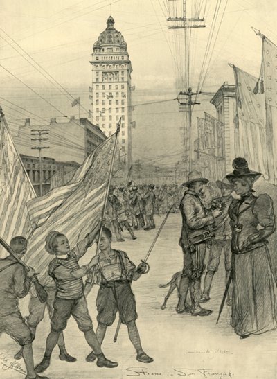 Gatubild i San Francisco, USA, 1898. av Christian Wilhelm Allers