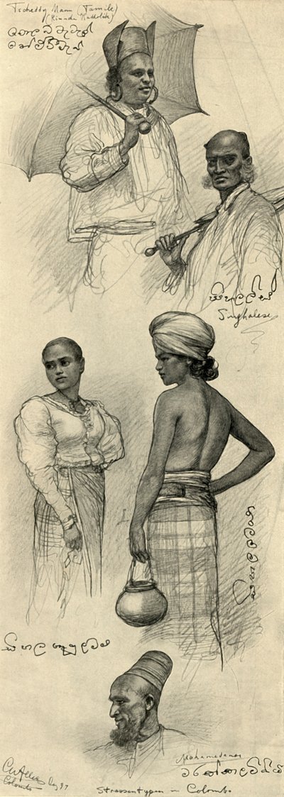Studier av människor, Colombo, Ceylon, 1898. av Christian Wilhelm Allers