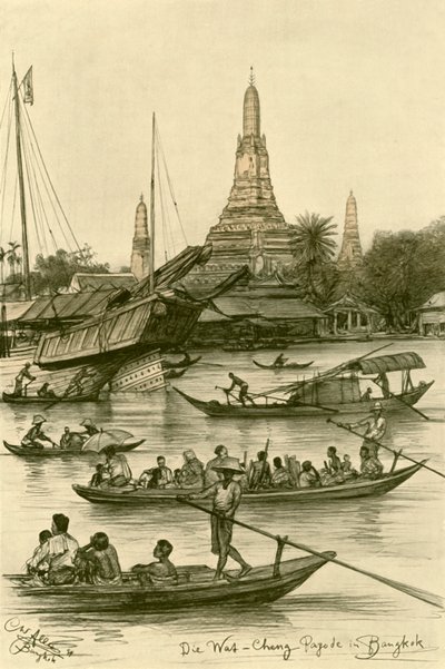 Wat Chaeng, Bangkok, Siam, 1898. av Christian Wilhelm Allers