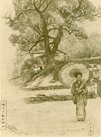 Kvinna med parasoll, Nagasaki, Japan, 1898. av Christian Wilhelm Allers