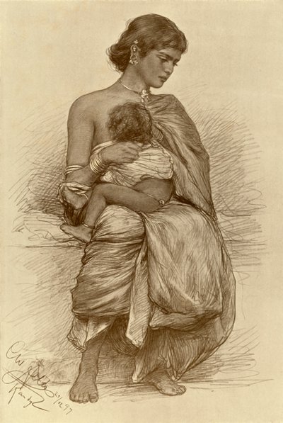 Ung mor, Kandy, Ceylon, 1898. av Christian Wilhelm Allers