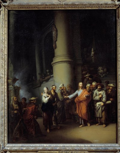 Kristus och äktenskaplig kvinna. Christian Wilhelm Ernst Dietrich (1712-1774) av Christian Wilhelm Ernst Dietrich