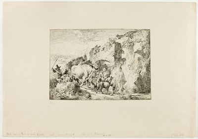 Flock kommer genom en klippbåge av Christian Wilhelm Ernst Dietrich
