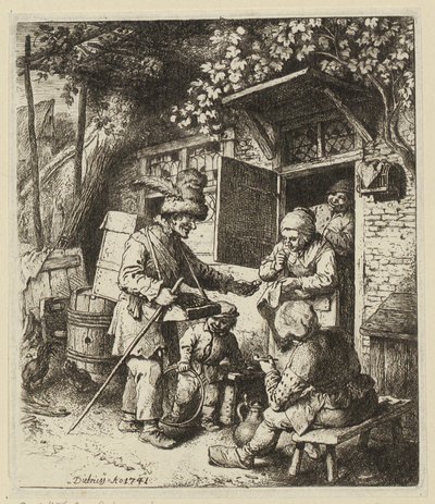 Knästycke av en kvinna vänd åt höger, hon håller en ring i höger hand av Christian Wilhelm Ernst Dietrich