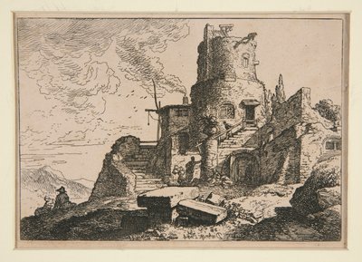 Landskap med torn av Christian Wilhelm Ernst Dietrich
