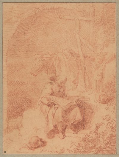 Der heilige Franziskus beim Lesen av Christian Wilhelm Ernst Dietrich