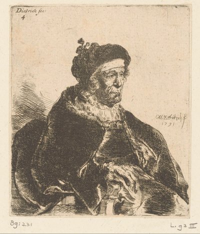 Sitter gammal kvinna av Christian Wilhelm Ernst Dietrich