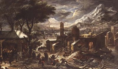 Ett alpint vinterlandskap av Christian de (circle of) Koninck