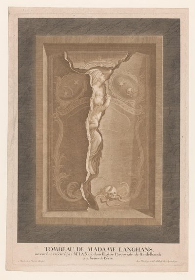 Maria Magdalena Langhans grav i Hindelbanks kyrka Tombeau de Madame Langhans (...) (titel på objekt) av Christian von Mechel