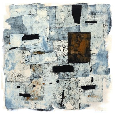 Ochre Door, 2016 (svartvitt tryck färg/collage) av Christina Fedyk