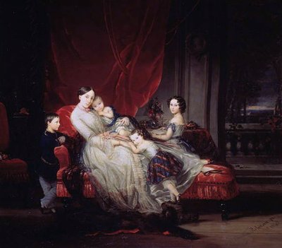 Porträtt av storhertiginnan Maria Nikolajevna med sina barn, 1849 av Christina Robertson