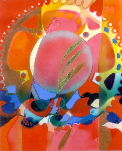 Hope, ca 2009 (akryl på panel med bladguld) av Christina Saj