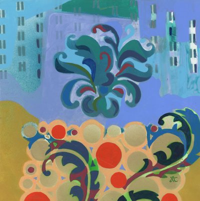 Meditation 34, ca 2017 (akryl på pannå) av Christina Saj