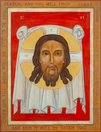 The Holy Face Icon, 2003 (äggtempera, bladguld, trä) av Christine Hales