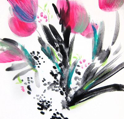 Livfull abstrakt blomsterkonst av Christine Lindstrom