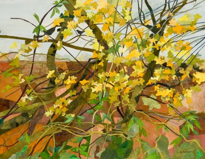 Autumn Leaves, 2016 (akvarellmålat papperscollage) av Christine McKechnie