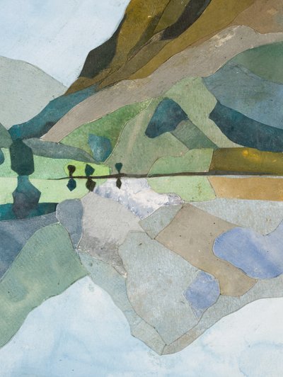 Buttermere Reflection, 2015 (akvarellmålat papperscollage) av Christine McKechnie