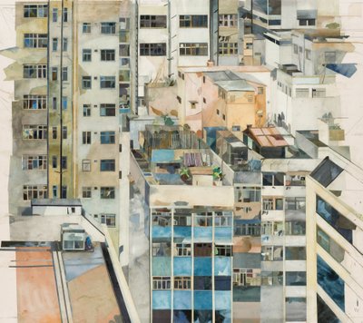 Hong Kong, 2011 (akvarellmålat papperscollage) av Christine McKechnie