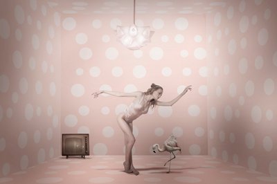Rosa flamingodansare med prickar av Christine von Diepenbroek