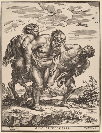 Silenus Ackompanjerad av en Satyr och en Faun av Christoffel Jegher after Sir Peter Paul Rubens