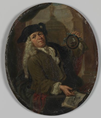 Porträtt av Arnoud van Halen (1673-1732). Målare, tryckare, poet och samlare i Amsterdam av Christoffel Lubienitzki (copy after)