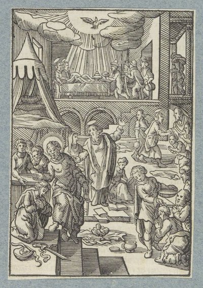 Apostlar döper nya troende i Jerusalem av Christoffel van Sichem (II)
