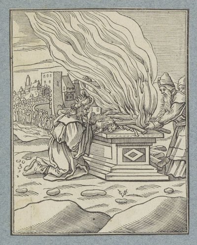 Kung Ahas hedniska offer av Christoffel van Sichem (II)