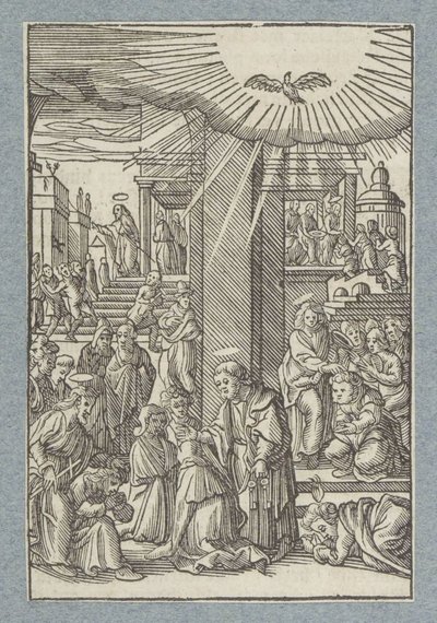 Petrus, Johannes och Filip välsignar troende i Samaria av Christoffel van Sichem (II)