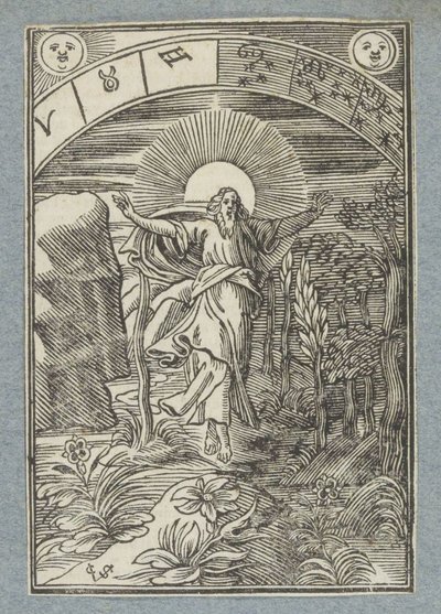Fjärde skapelsedagen: skapandet av solen, månen och stjärnorna av Christoffel van Sichem (II)