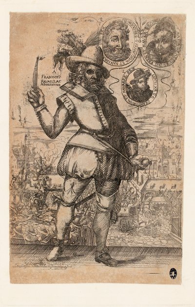 François Ravaillac 1578-1610, mördaren av kung Henrik IV av Frankrike. av Christoffel van Sichem