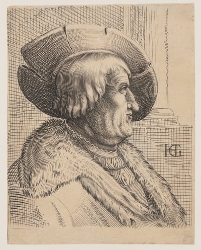 Fantasiporträtt av en gammal man i profil av Christoffel van Sichem I