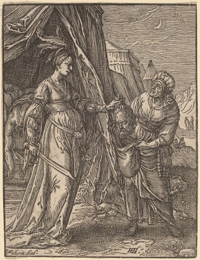 Judith med huvudet av Holofernes av Christoffel van Sichem I, after Hendrik Goltzius