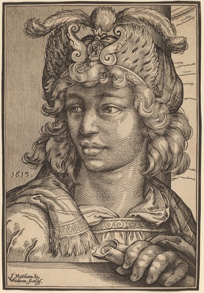 Byst av en ung man av Christoffel van Sichem I after Jacob Matham