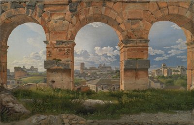 En vy genom tre av de nordvästra bågarna på tredje våningen i Colosseum i Rom av Christoffer Wilhelm Eckersberg