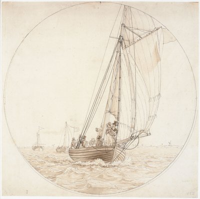 Danska: En resa till Charlottenlund. Ångaren Caledonia möter en fritidsbåt En resa till Charlottenlund av Christoffer Wilhelm Eckersberg