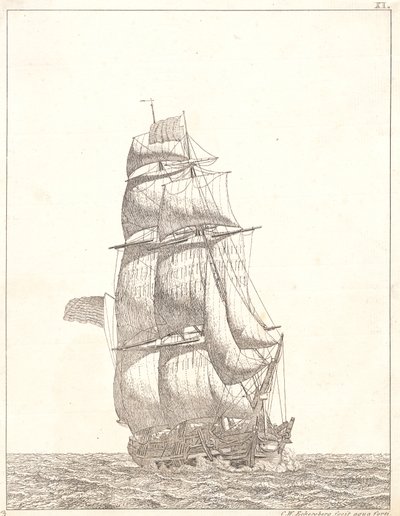 Dansk:  En nordamerikansk brigg av Christoffer Wilhelm Eckersberg