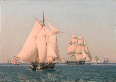 Fartyg under segel i en mild bris en klar sommareftermiddag av Christoffer Wilhelm Eckersberg